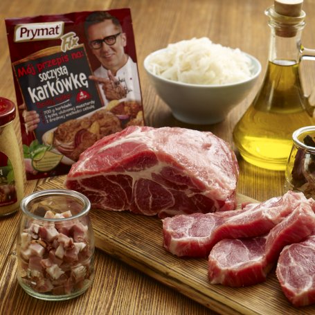 Krok 1 - Karkówka z musztardą i kapustą z grzybami foto