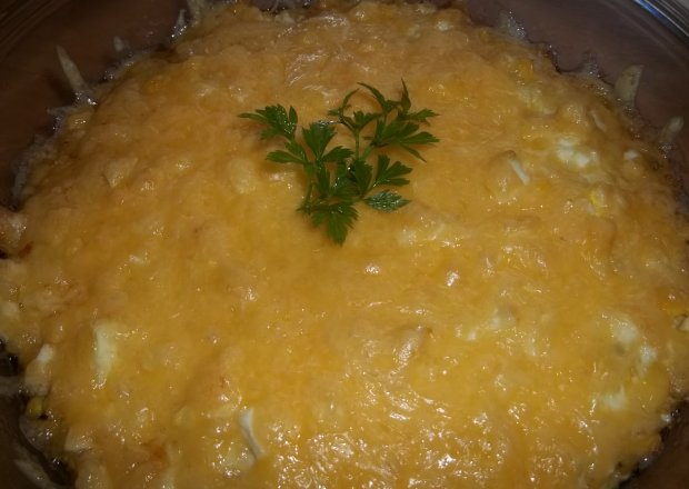 Fotografia przedstawiająca Kaszanka zapiekana z serem i jajkami