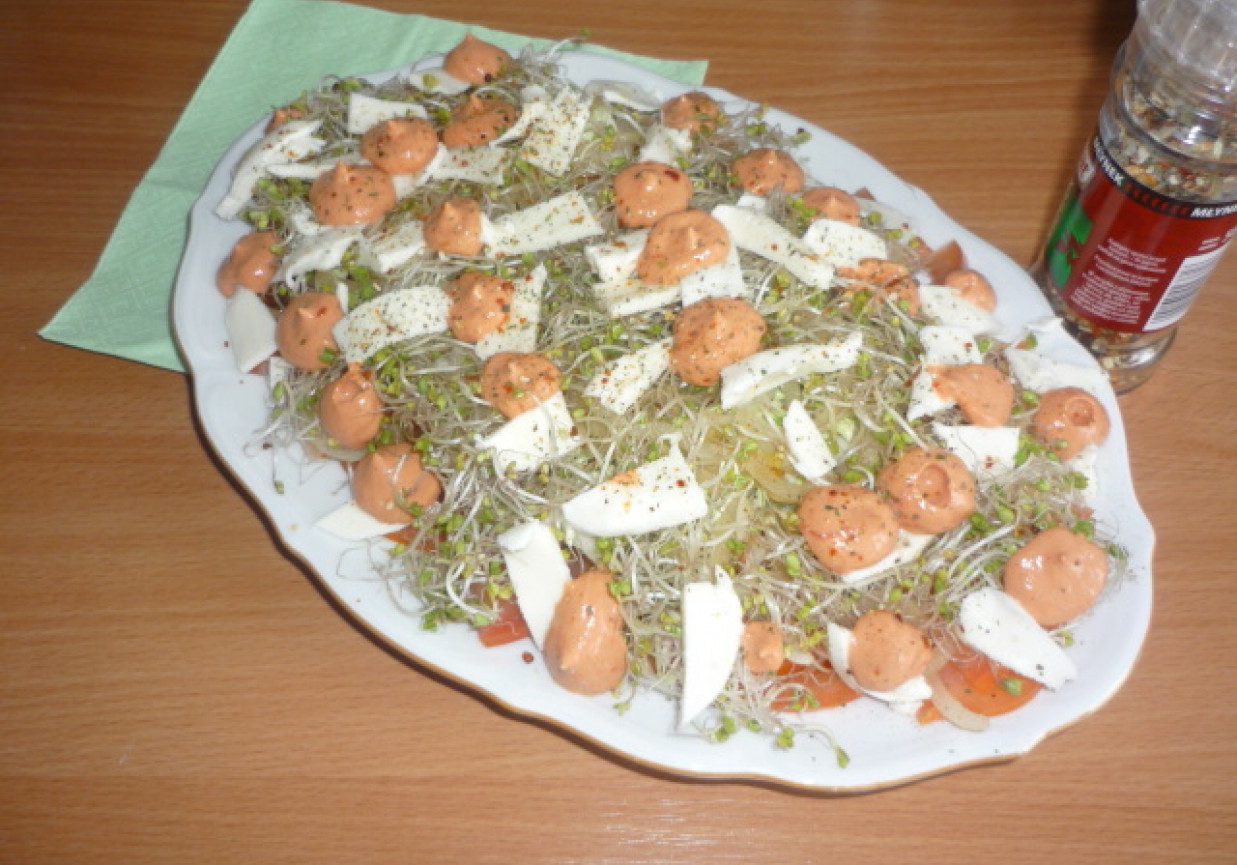 Kiełki brokuła i mozzarella w sałatce obiadowej foto