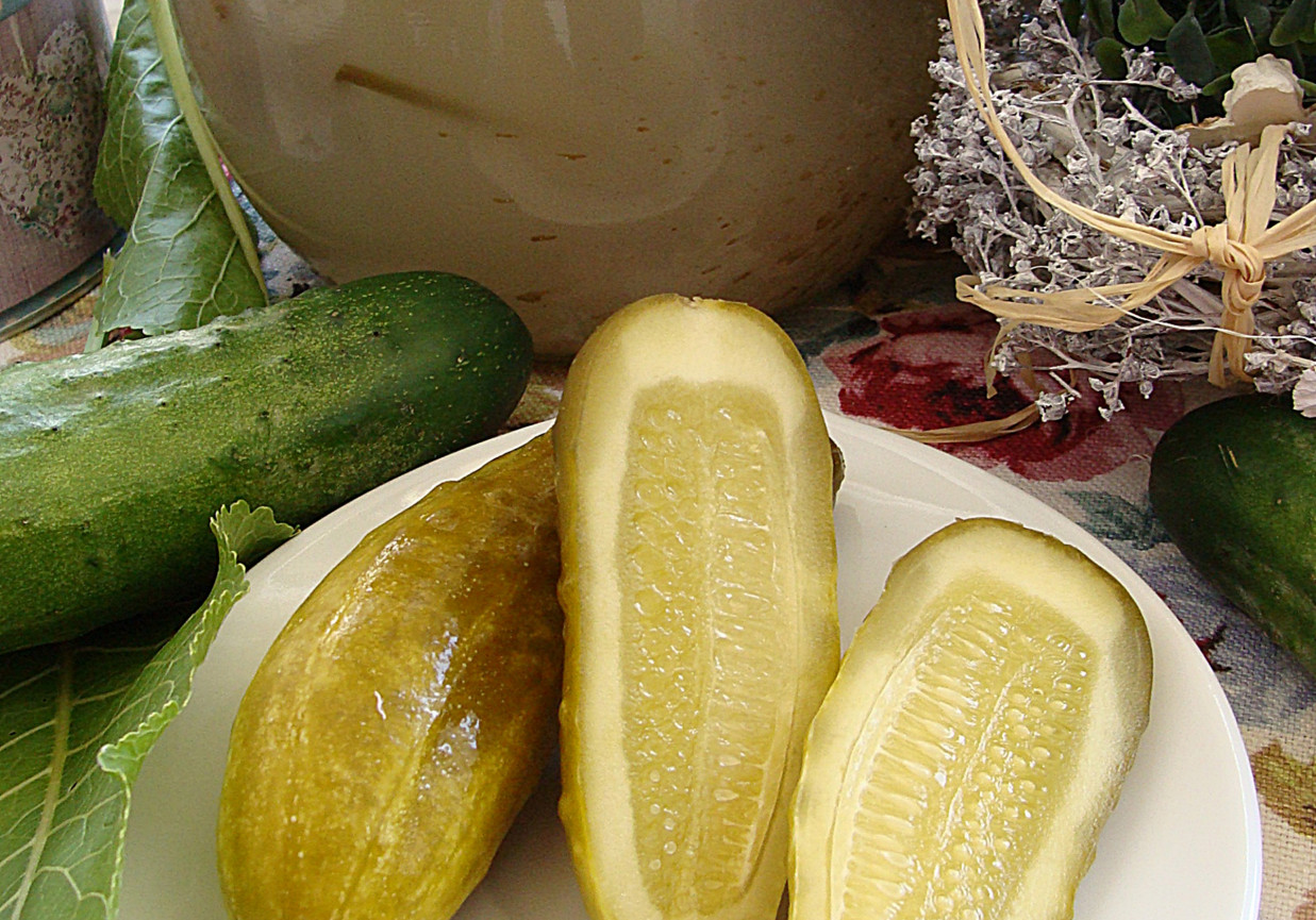 Kiszone ogórki z zielem angielskim foto