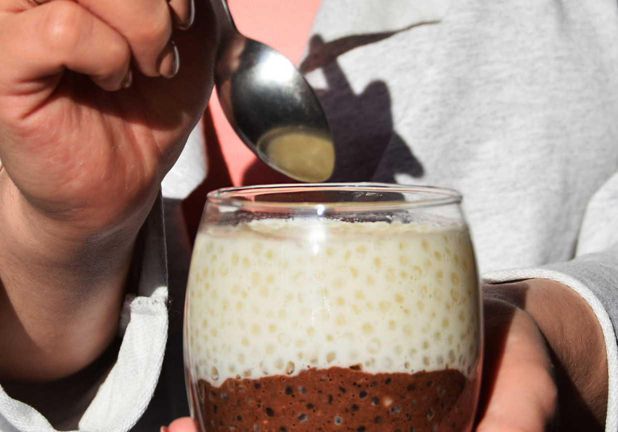 Kokosowo – kakaowy pudding z tapioki foto