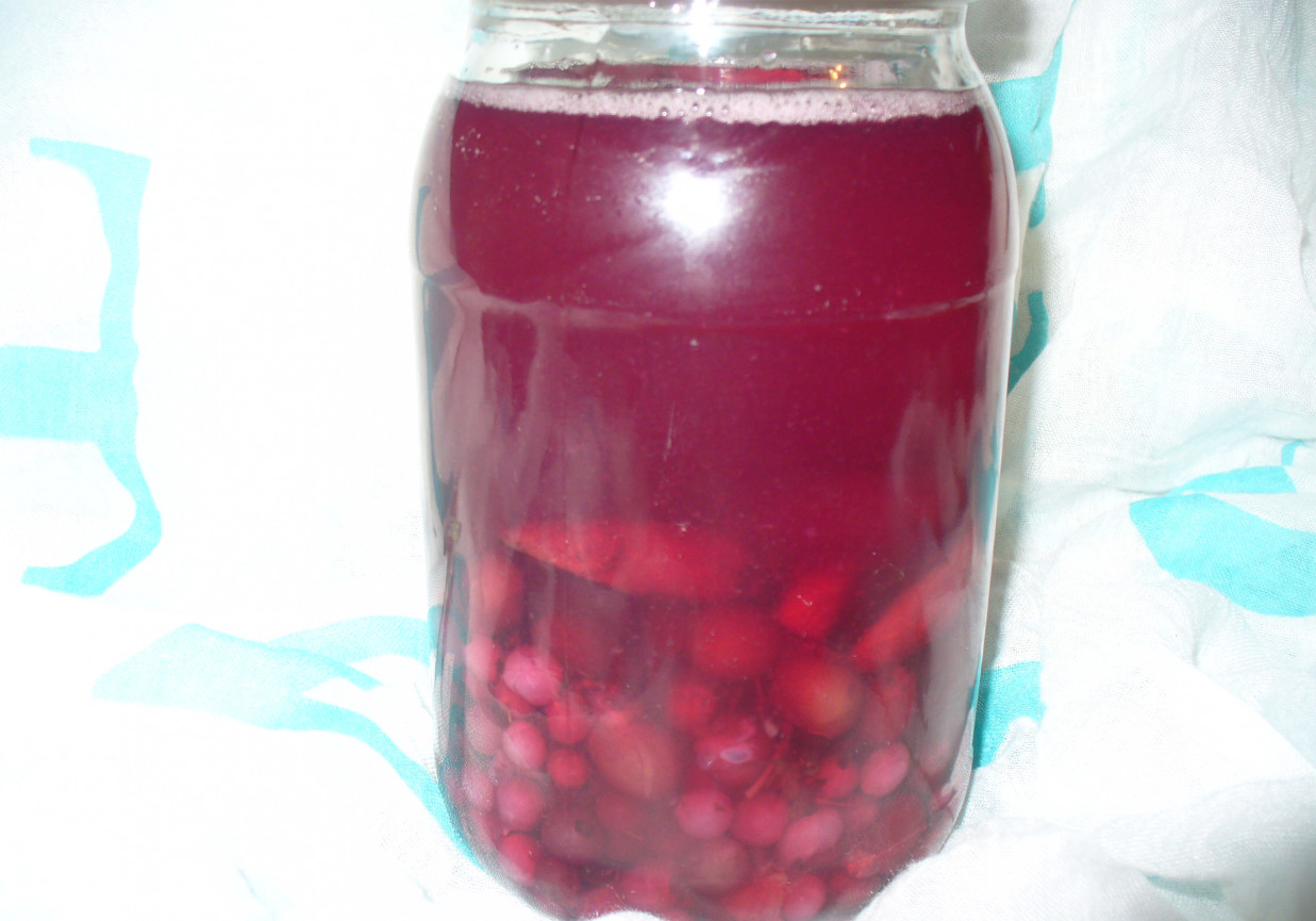 Kompot z porzeczki czerwonej z dodatkiem śliw i porzeczki czarnej