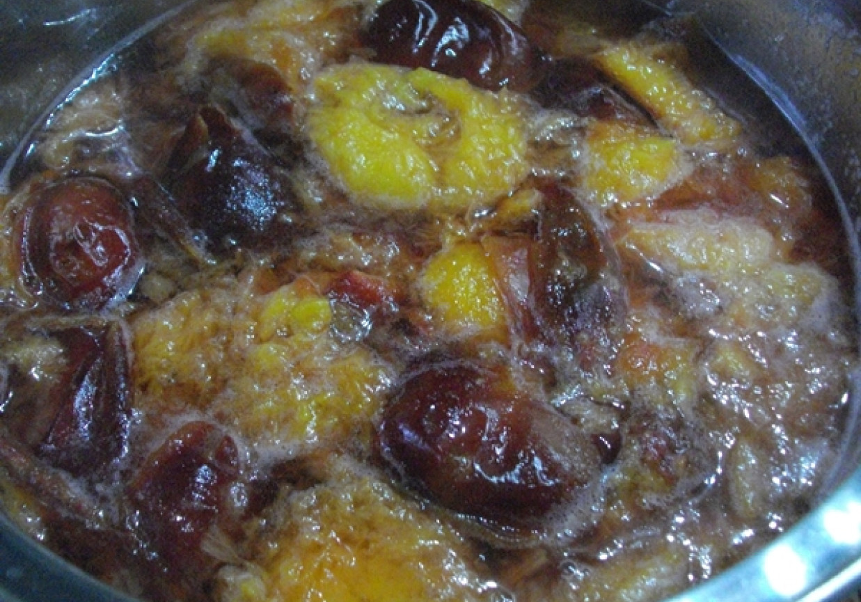 Kompot ześliwek z pomarańczą foto