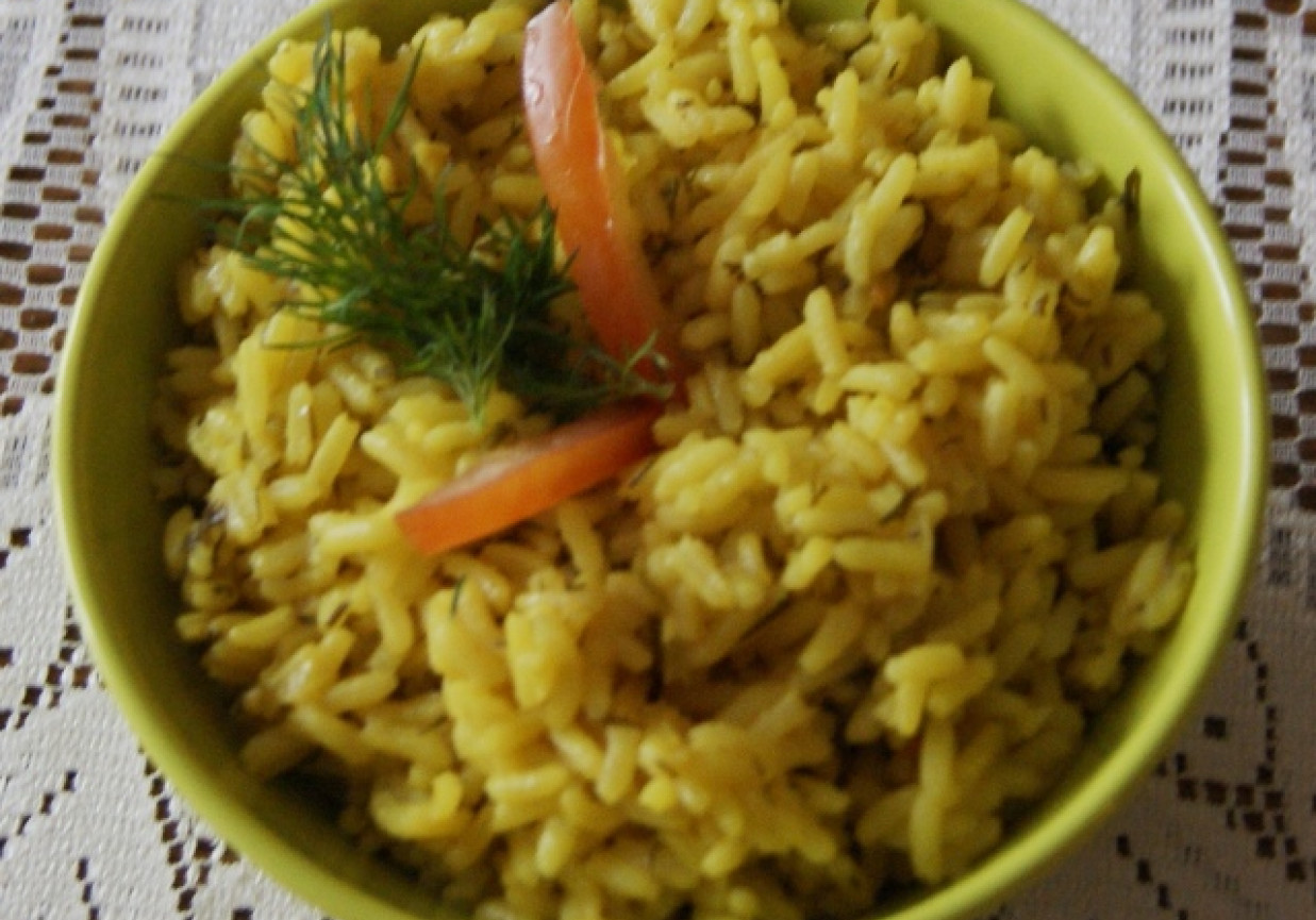 Koperkowy ryż na bulionie : foto