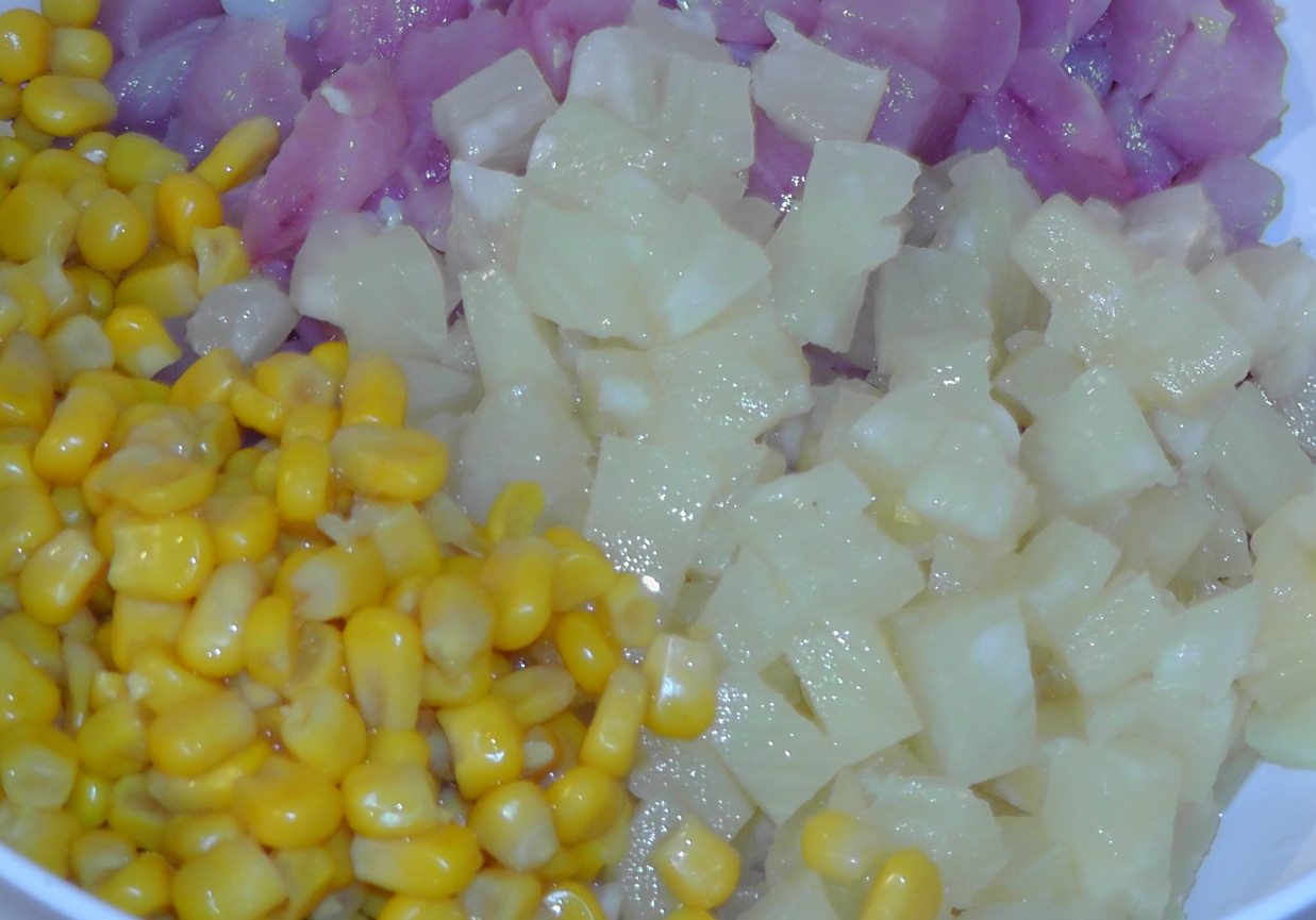Kotleciki z piersi z ananasem i kukurydzą foto