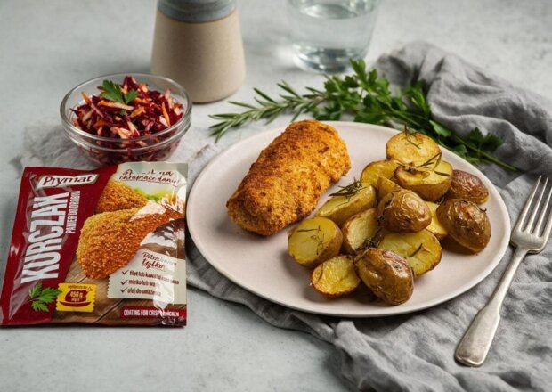 Fotografia przedstawiająca Kotlet à la devolaille z topionym cheddarem z air fryera