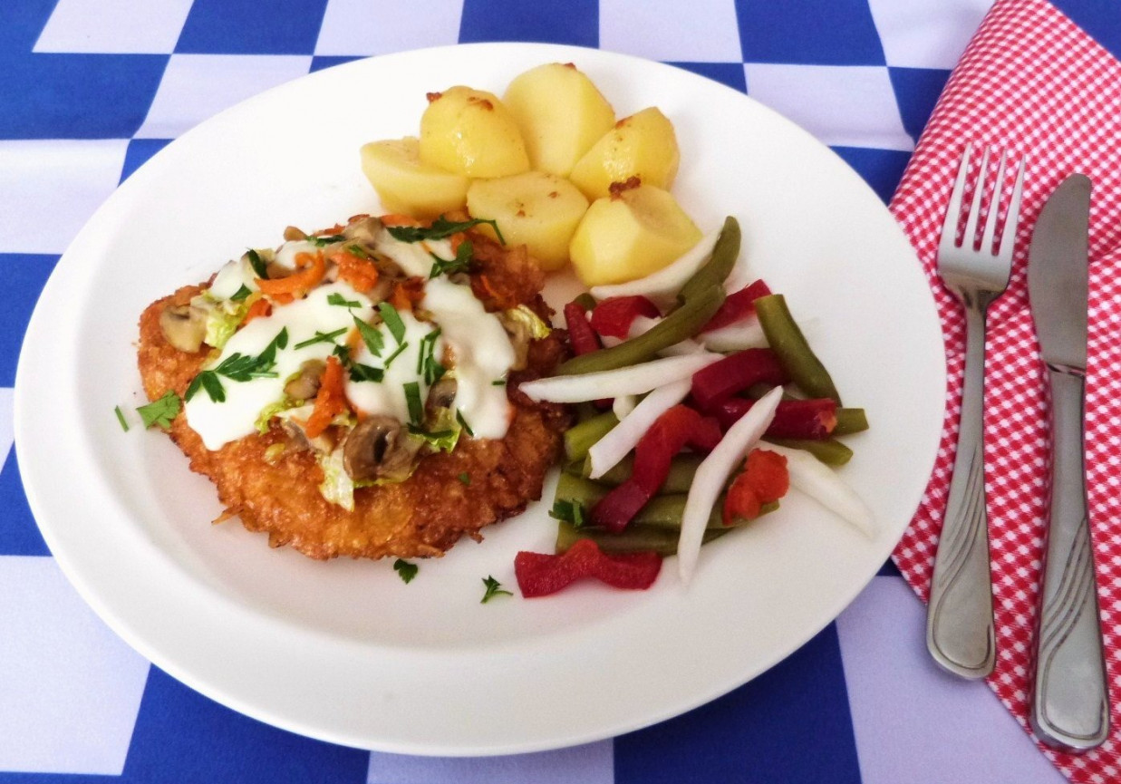 Kotlety schabowe zapiekane z kapustą i mozzarellą foto