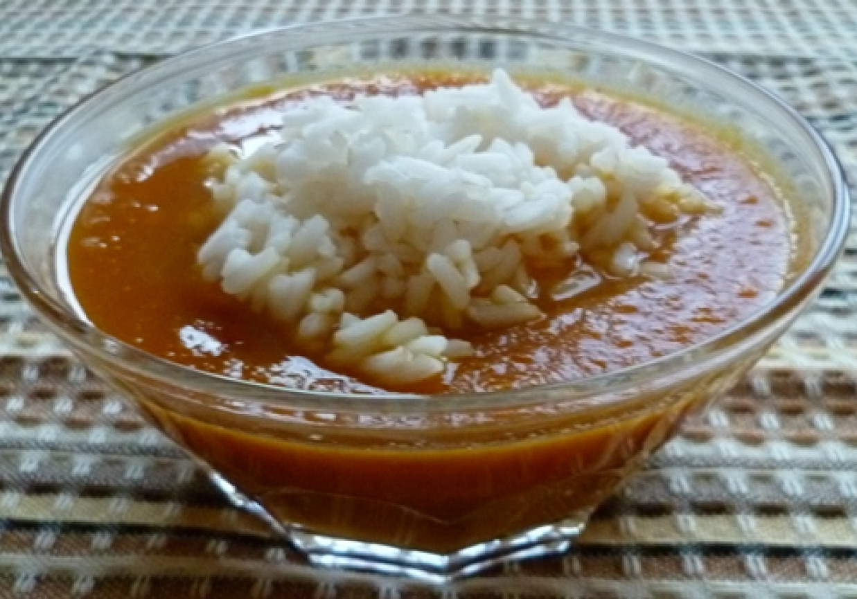 Krem marchewkowy na ostro z ryżem foto