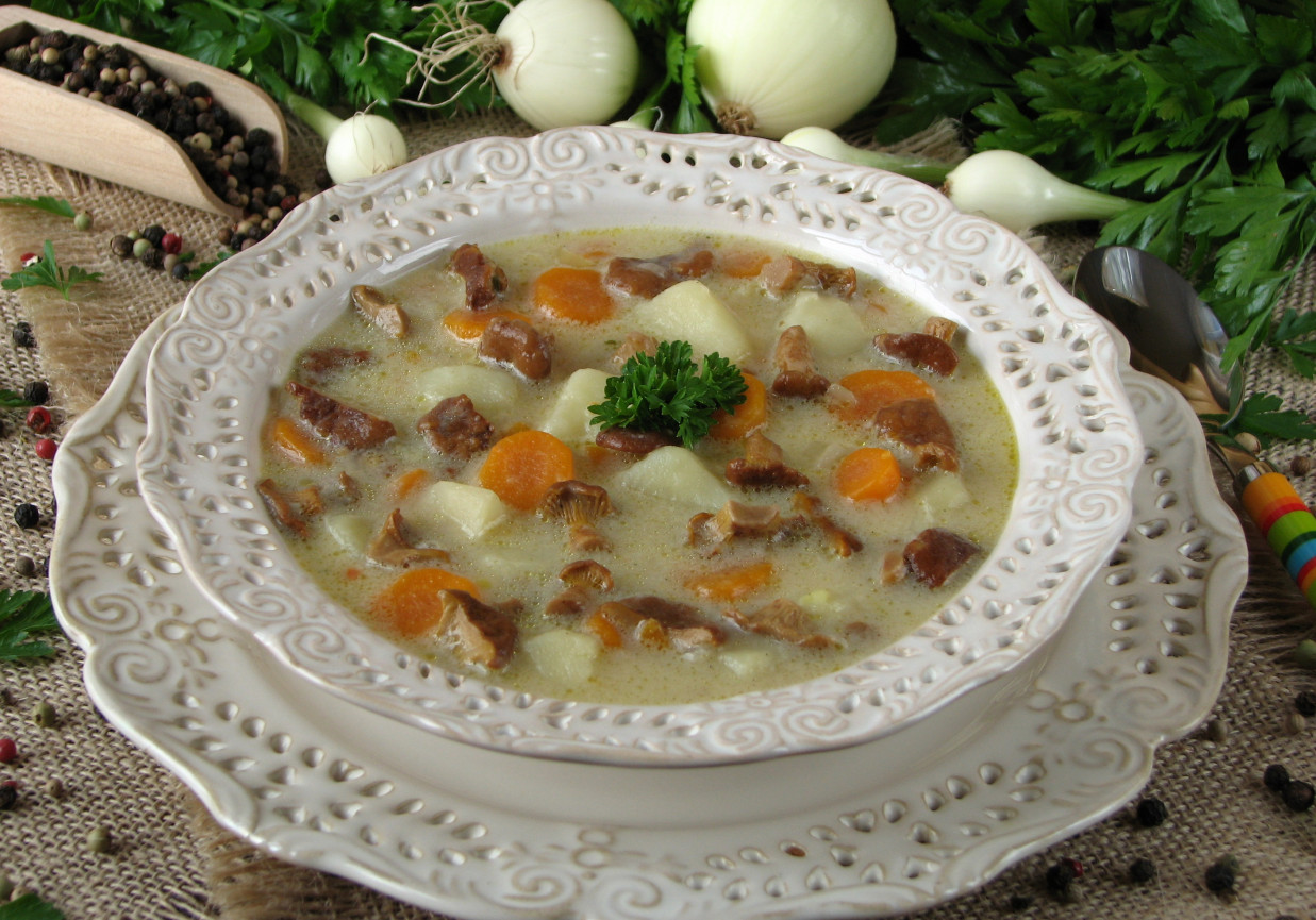 Kremowa zupa kurkowa foto