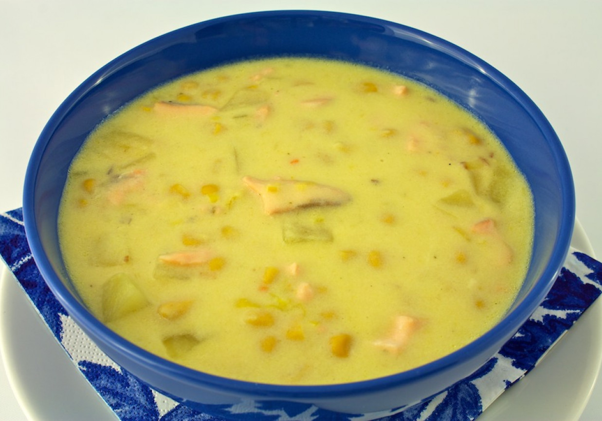 Kremowa zupa z łososia foto