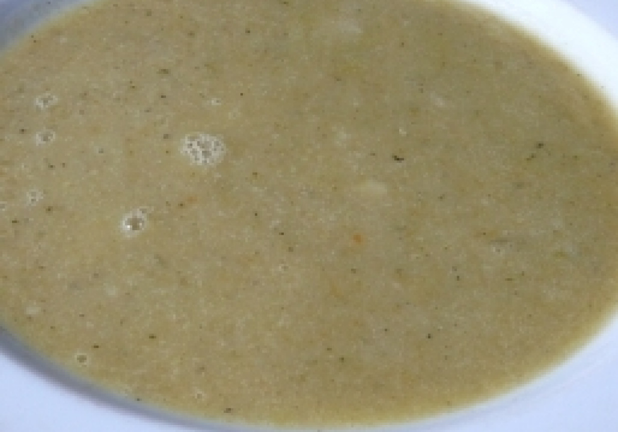 kremowa zupa z pora z pekink foto
