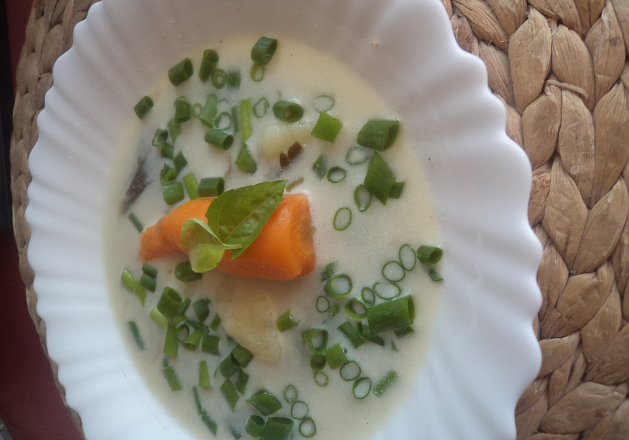 Kremowa zupka z młodymi warzywami i cebulką zieloną :)  foto