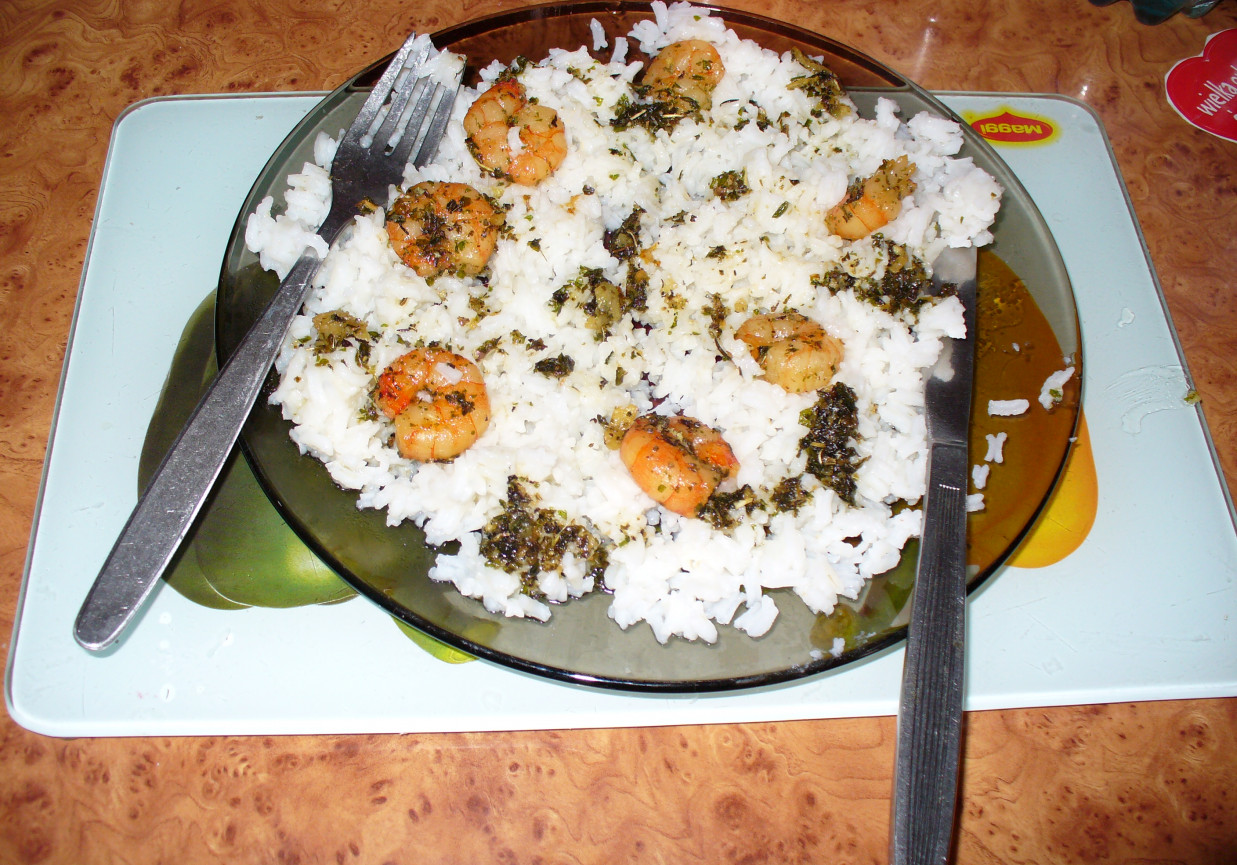 Krewetki  z ryżem foto