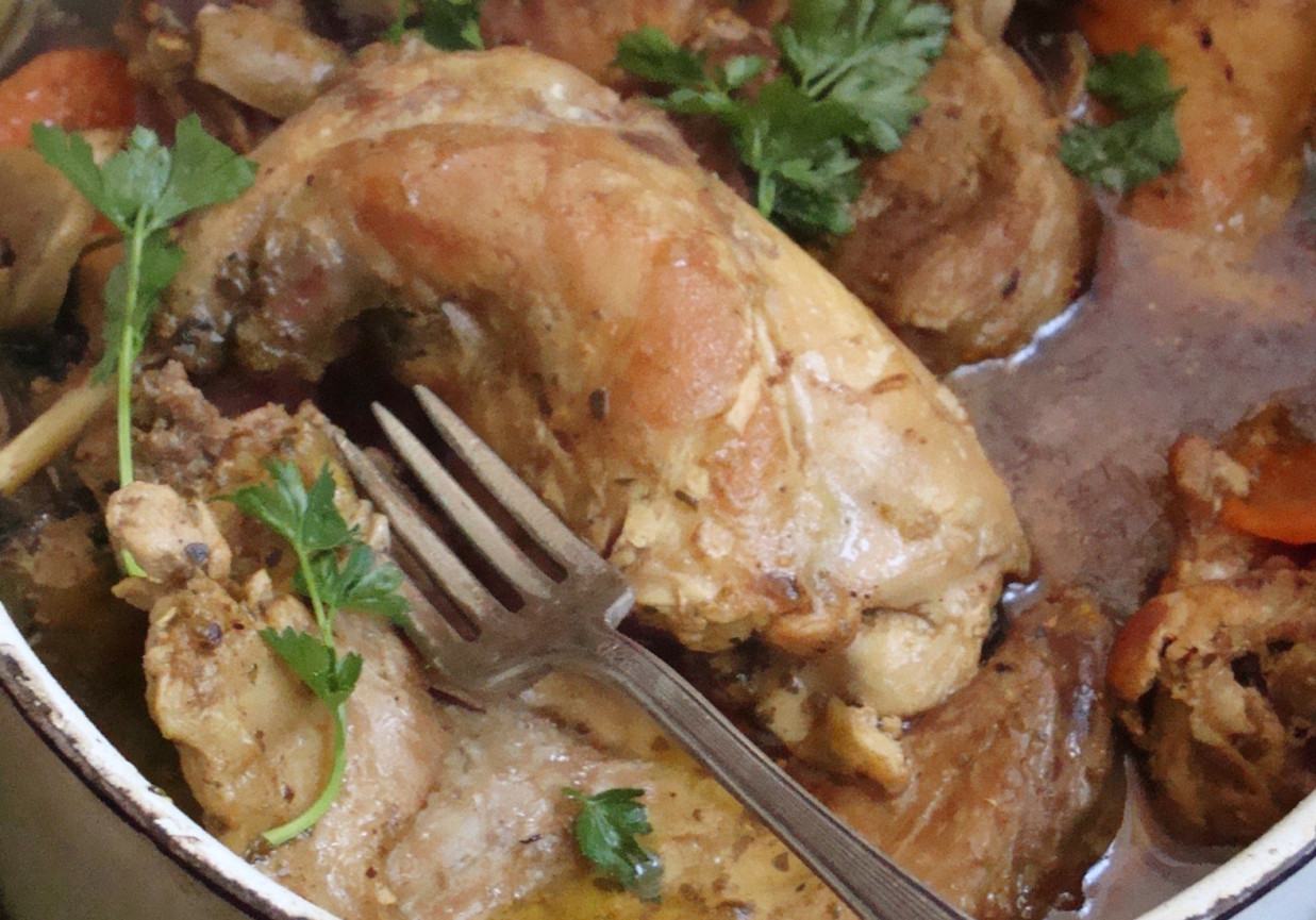 Królik duszony w sosie foto