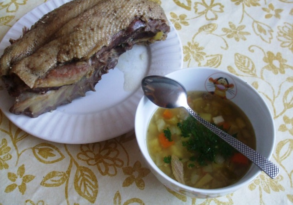 Krupnik na piersiach z kaczki foto