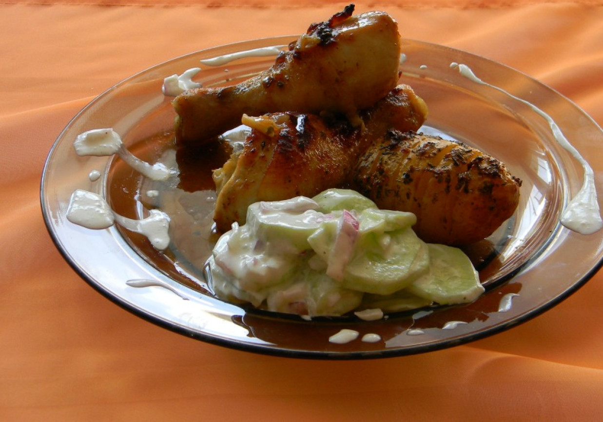 kurczak glazurowany miodem z cebulką i czosnkiem foto