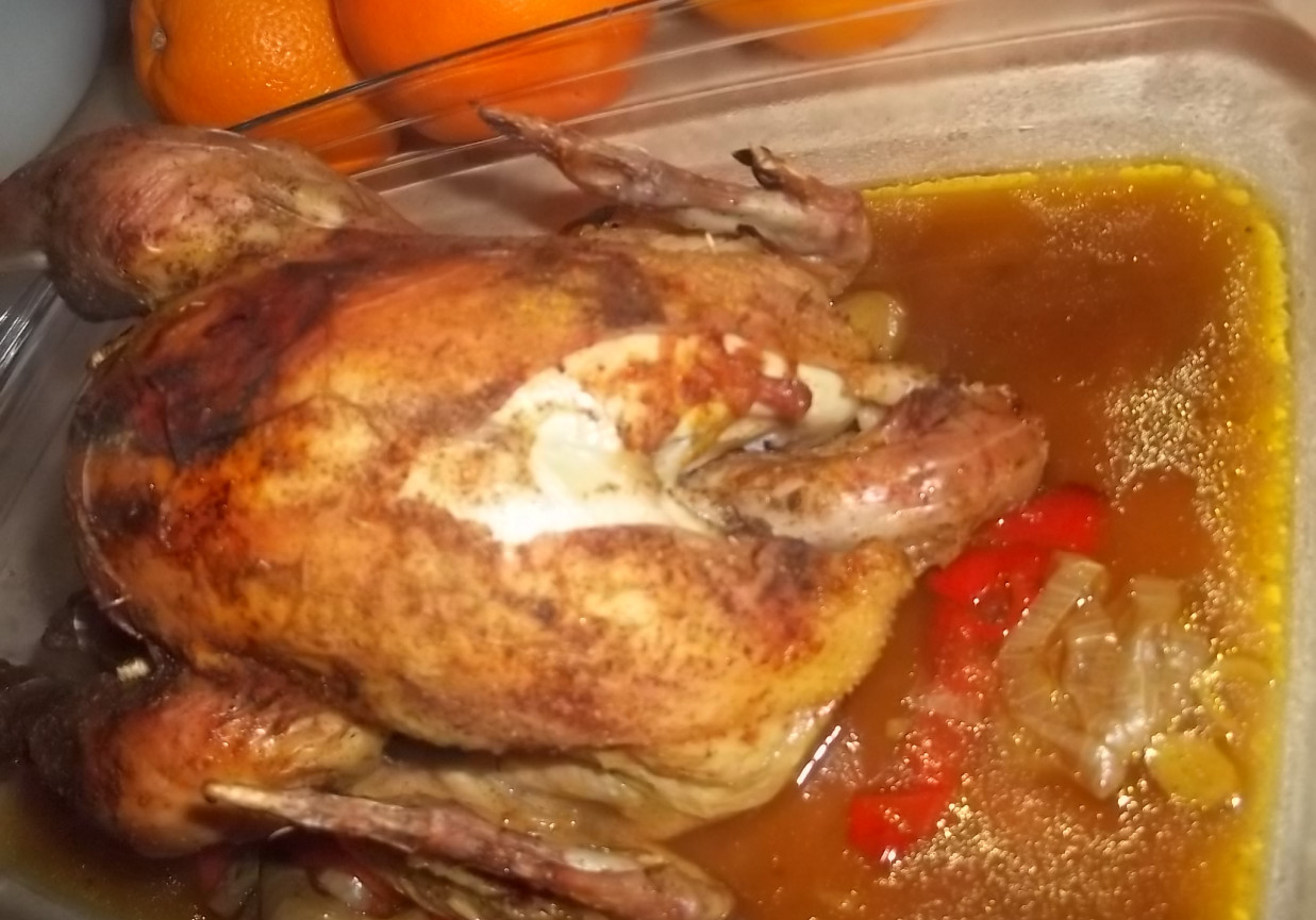 Kurczak pieczony w rękawie z warzywami foto