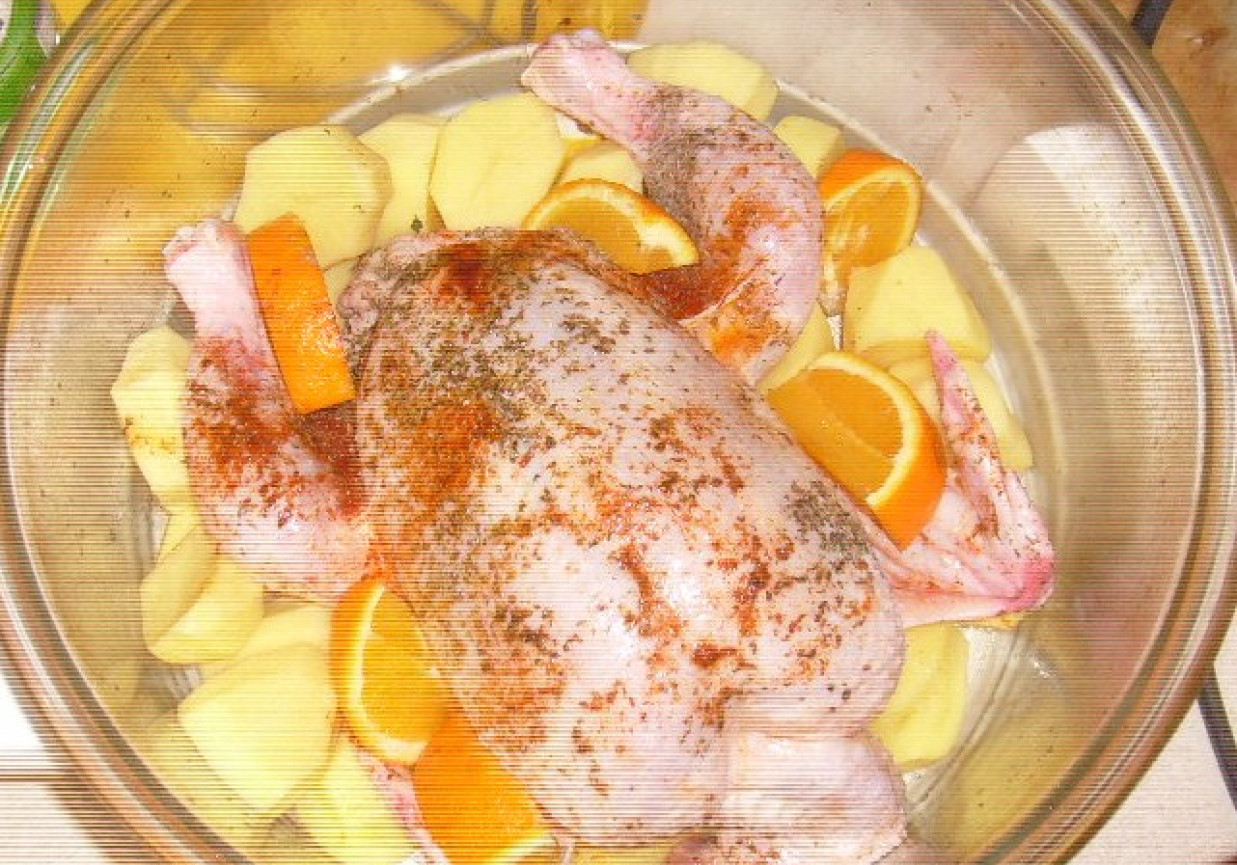 Kurczak pieczony z cytryną i pomarańczą foto