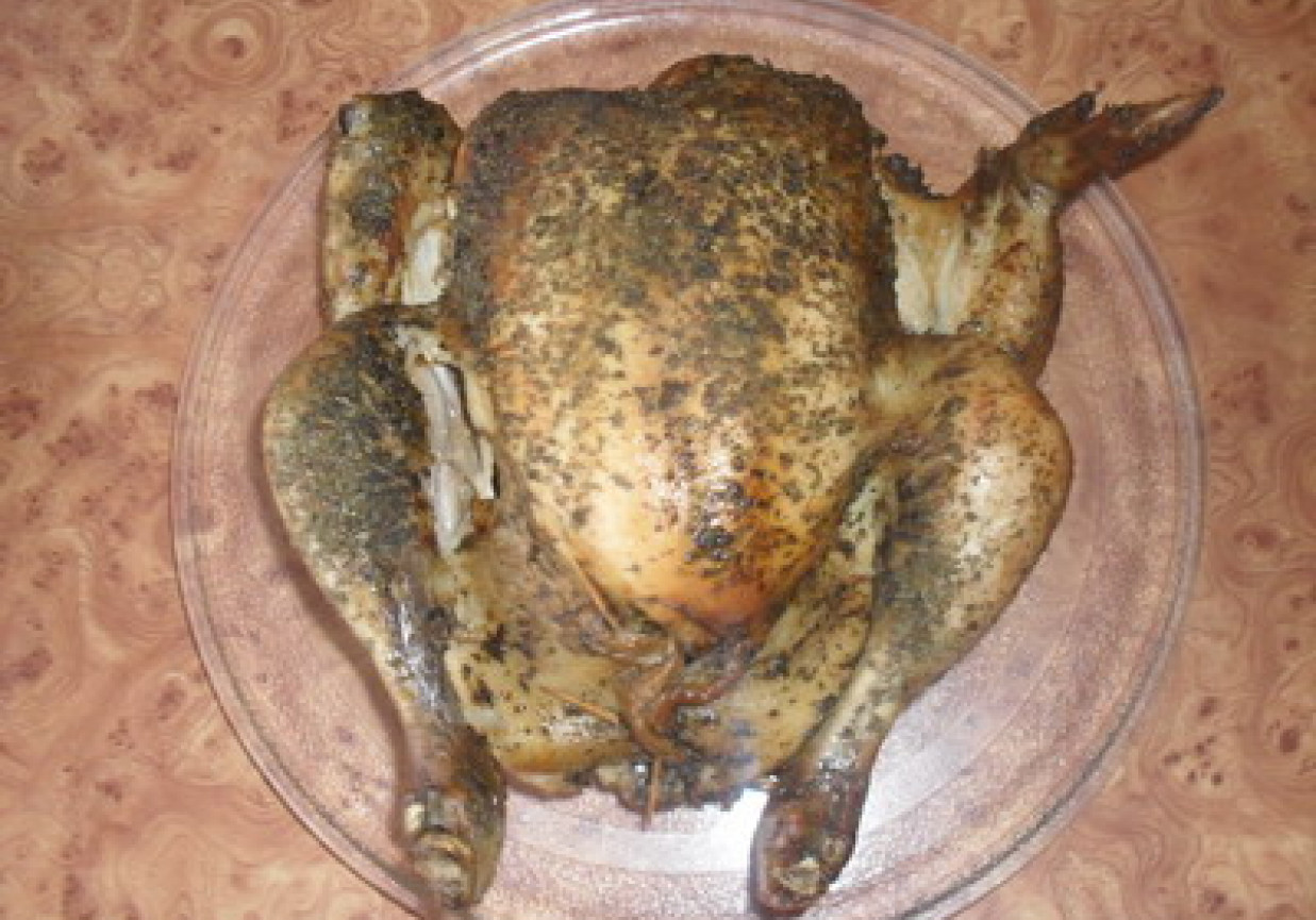 Kurczak pieczony z pieczarkami. foto