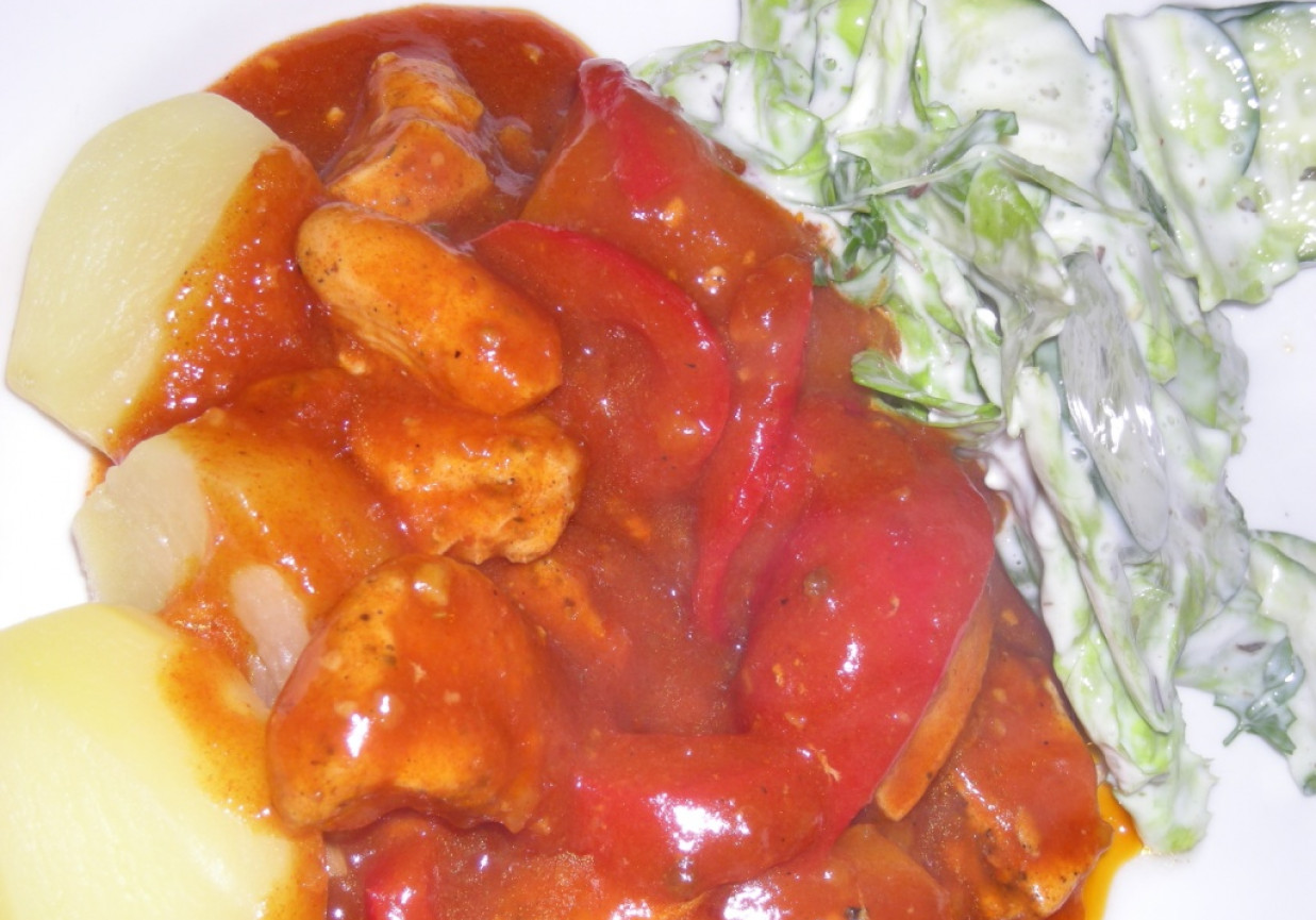 kurczak w paprykowym sosie z mizerią foto