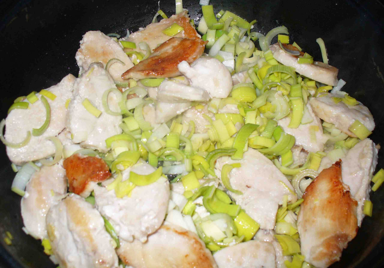 Kurczak z ryżem na zielono - z patelni foto