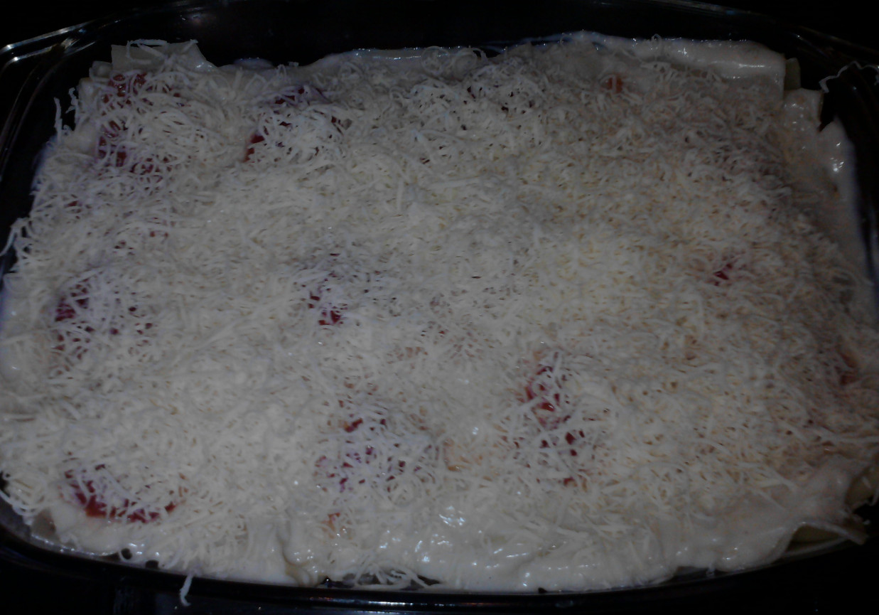 Lasagne z mięsem mielonym i sosem beszamelowym foto