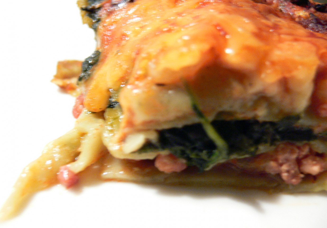 Lasagne ze szpinakiem i mięsem na szybko foto