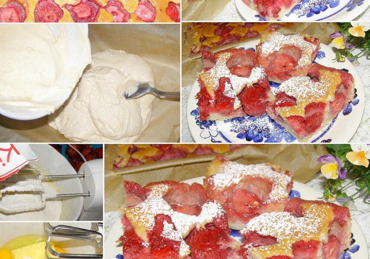 Łatwe ciasto kisielowe z truskawkami foto