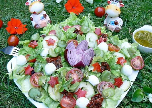 Fotografia przedstawiająca Letnia sałatka z bobem i sosem koperkowy