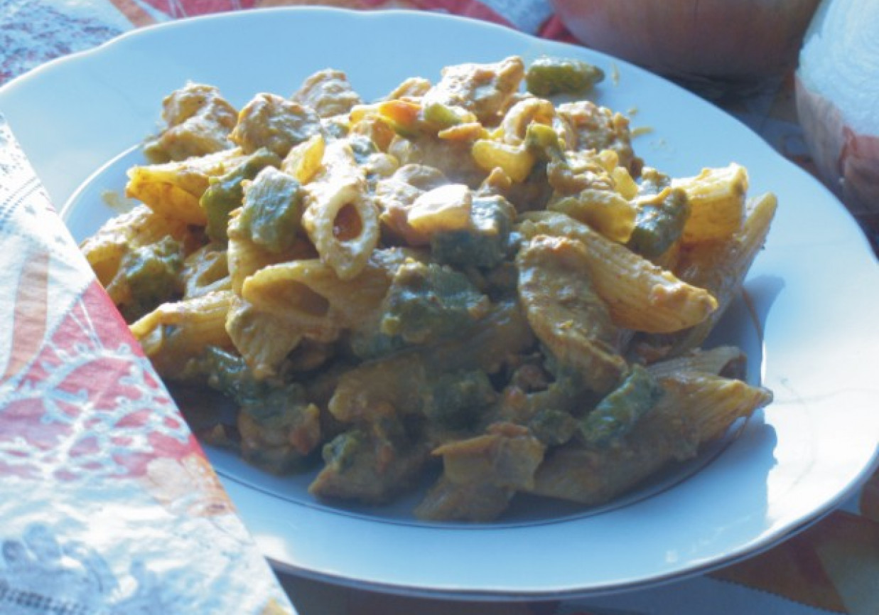 Makaron penne curry foto