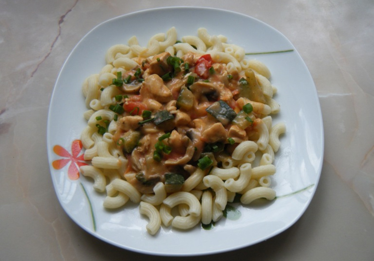 Makaron z indykiem w sosie warzywnym DoradcaSmaku.pl