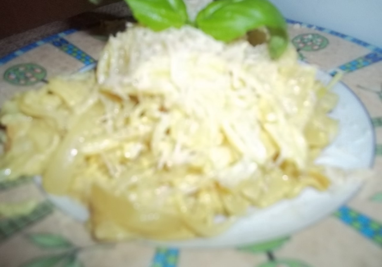 Makaron zasmażany z cebulą foto