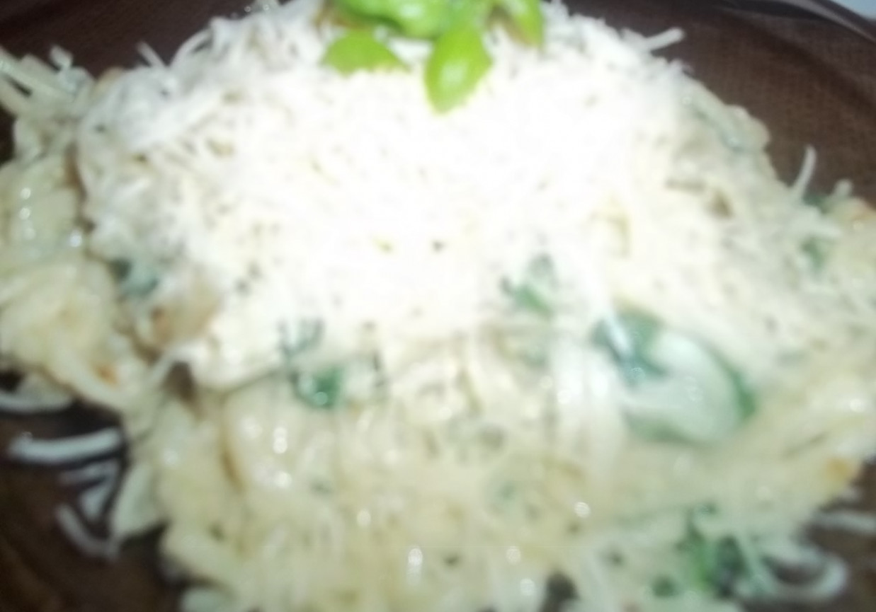 Makaron zasmażany ze szpinakiem foto