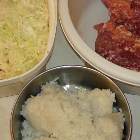 Krok 1 - Mielone z ryżem, marchewką i pekinką foto