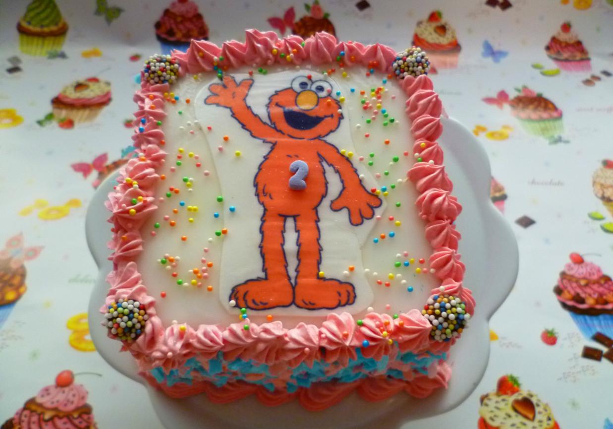 Mini torcik Elmo Urszulki  na przyjęcie dla lalek foto