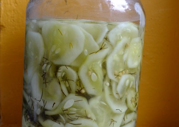 Fotografia przedstawiająca Miodowa sałatka z ogórków na zimę