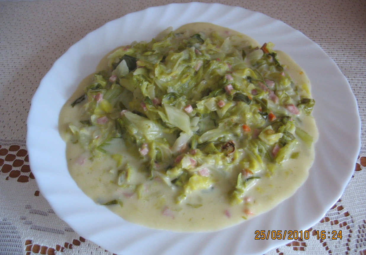 Młoda kapusta w śmietanie foto