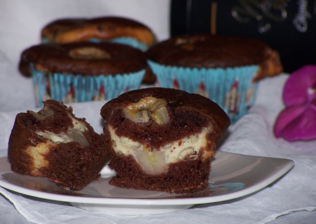 Fotografia przedstawiająca Moje pierwsze podejście, czyli czekoladowe muffinki z mascarpone :)`
