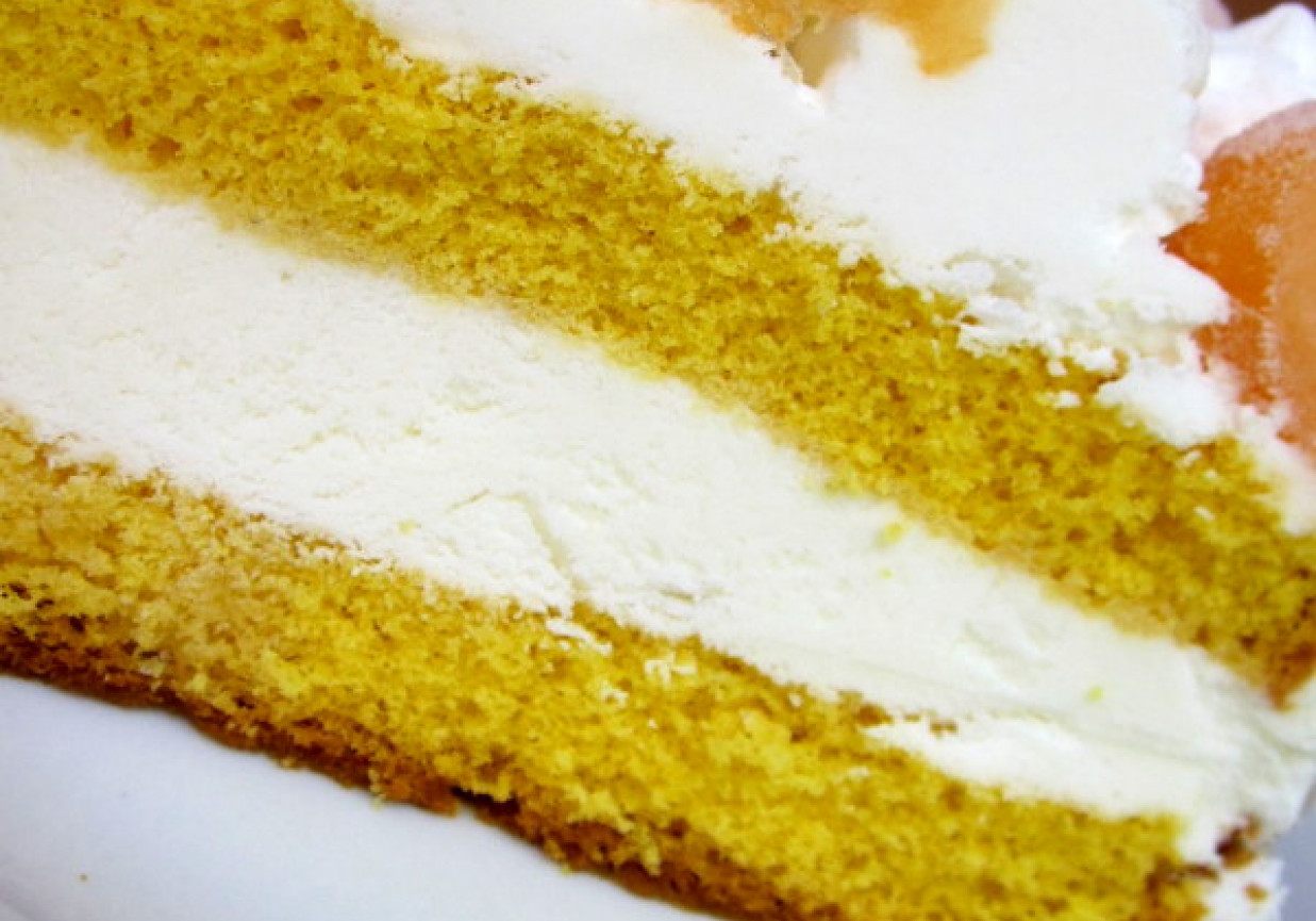 Mrożony tort z kremem śmietankowym i melonem foto