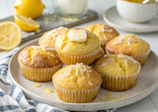 Fotografia przedstawiająca Muffinki cytrynowe z budyniem