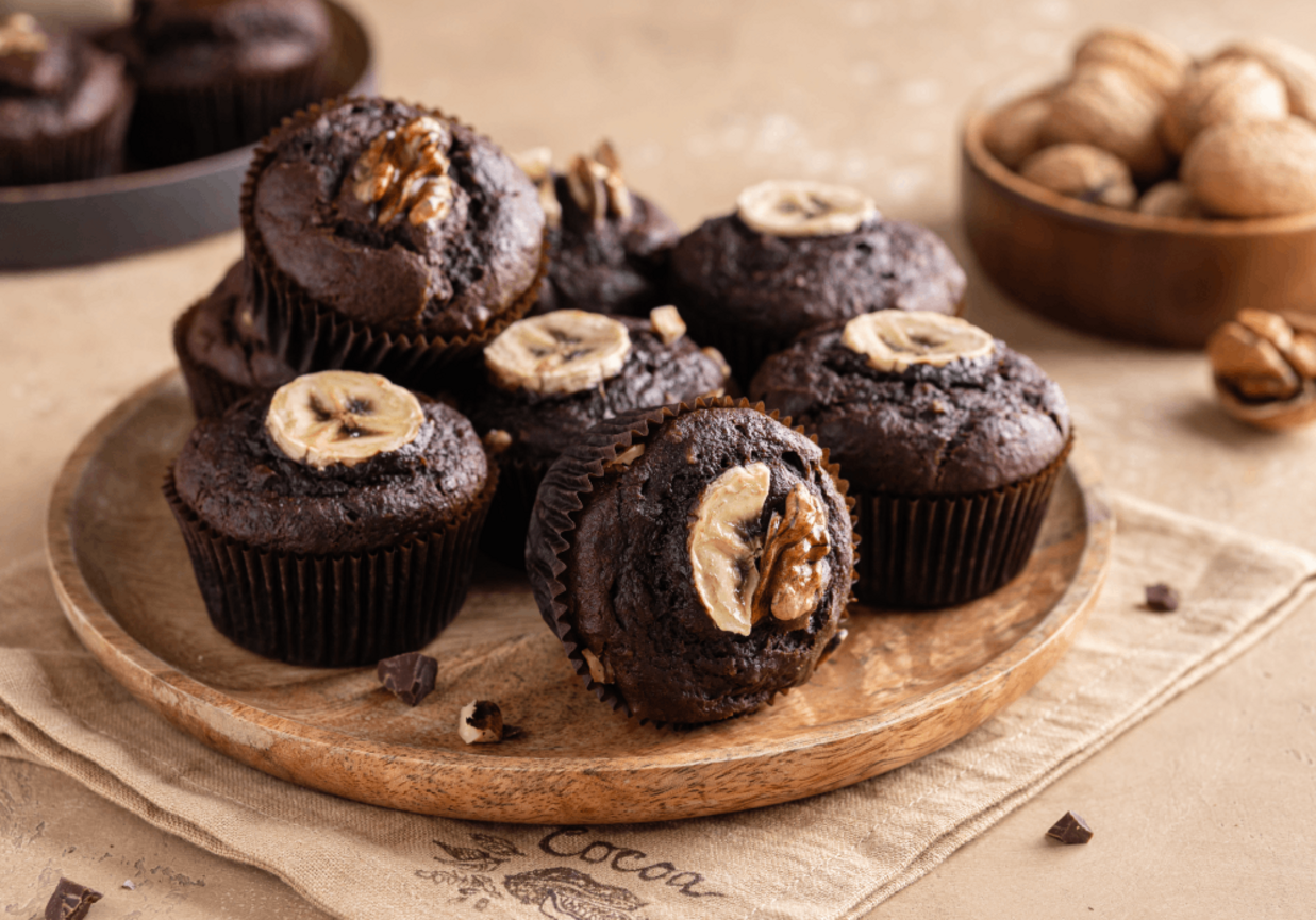 Muffinki czekoladowe z bananem foto