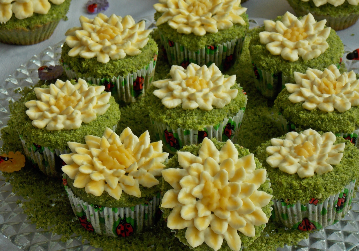 Muffinki Kwiatki na łące  foto