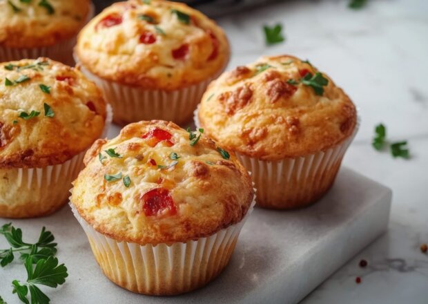 Fotografia przedstawiająca Muffinki pizzowe