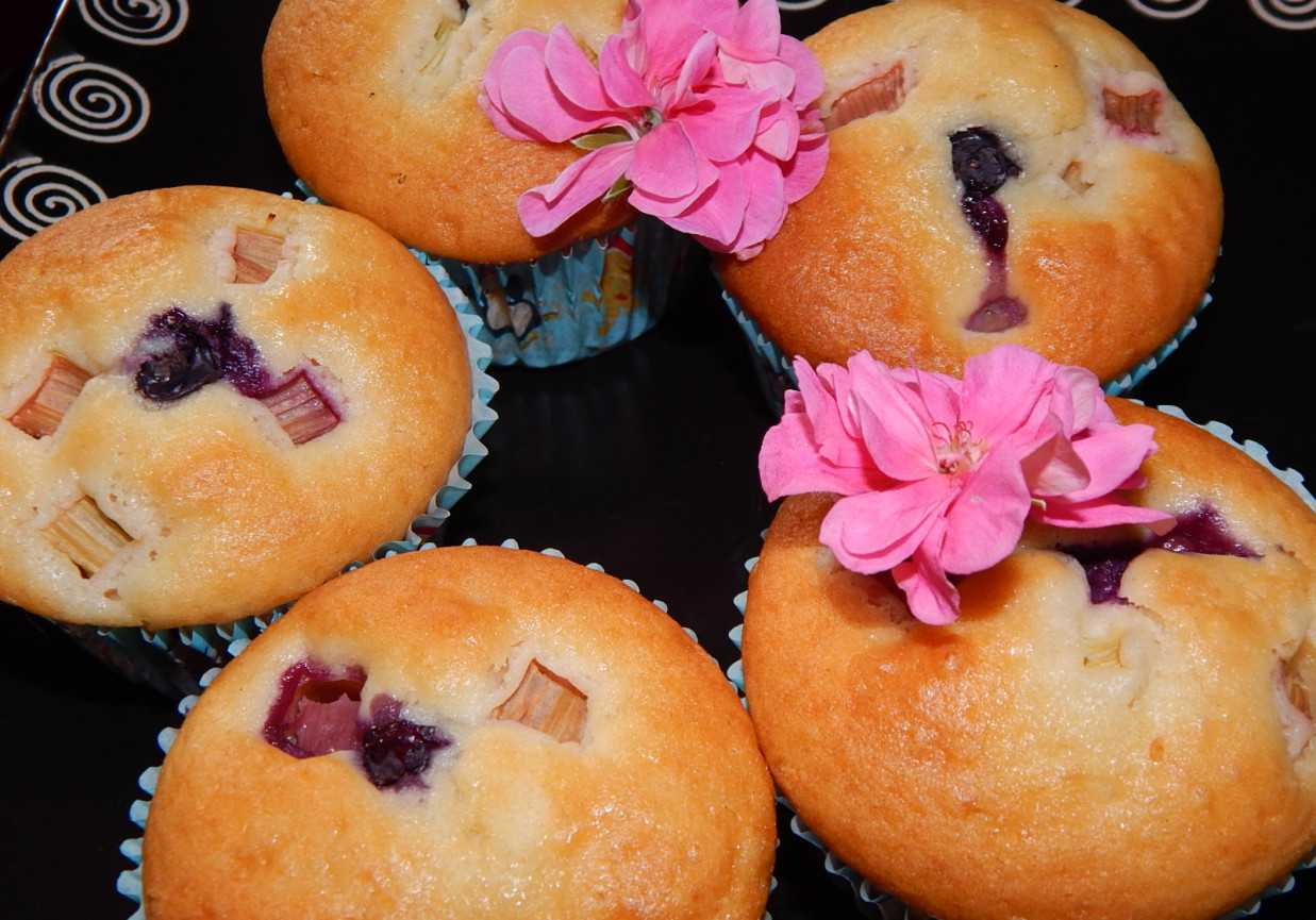 Muffinki z rabarbarem i borówką amerykańską foto