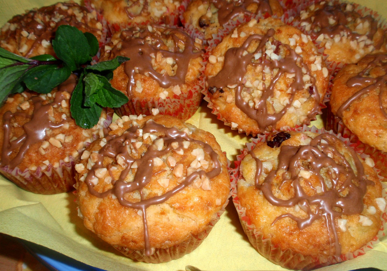 Muffinki z rabarbarem i zurawiną foto