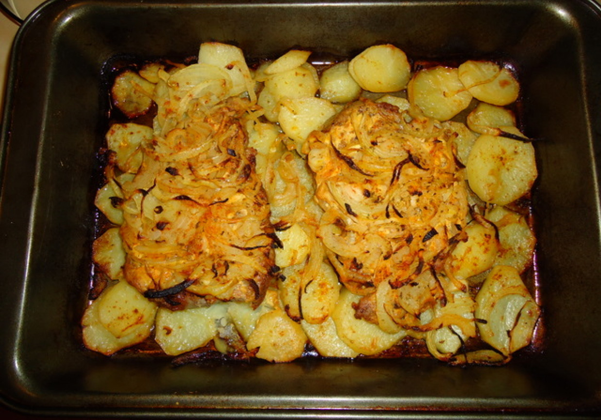 Musztardowa karkówka z ziemniakami foto