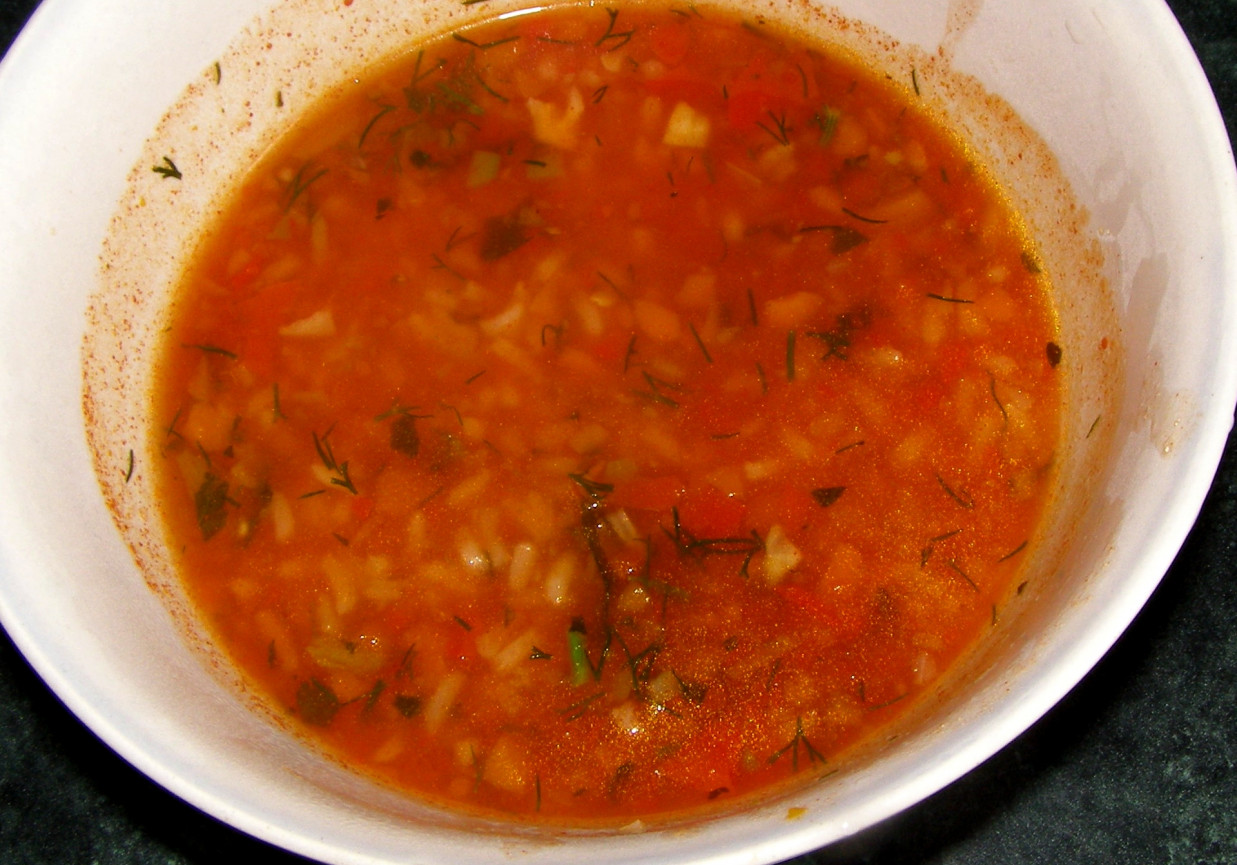 na maśle zupa pomidorowo-paprykowa z ryżem... foto