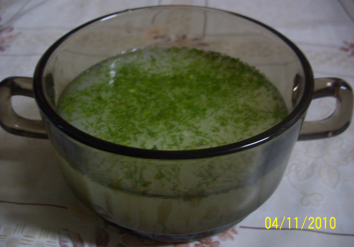 Napój z serwatki i soku z kiszonych ogórków foto