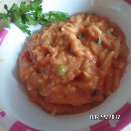 Krok 5 - Obiad dla niemowlaka: Spaghetti z indykiem i groszkiem foto