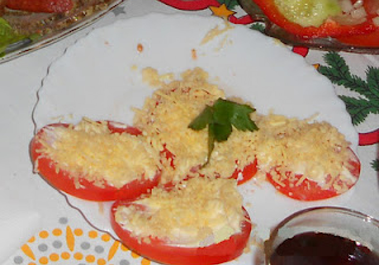 Obłędne pomidorki pod serową pierzynką z nutką czosnku foto